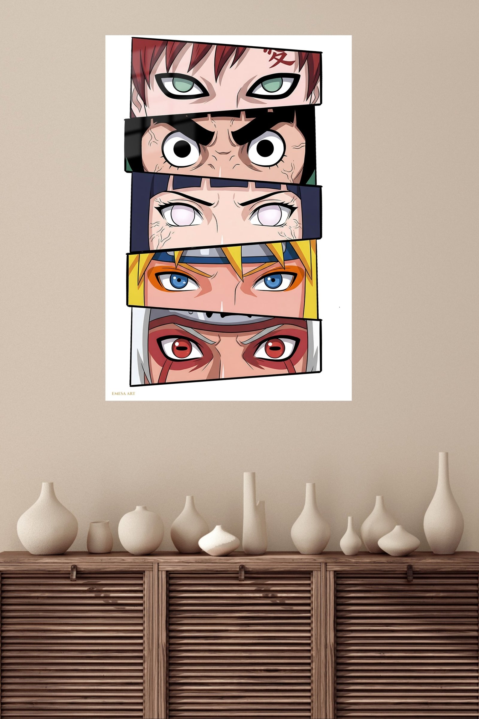 Five Expressive Warrior Faces metal wall art print, view 4
