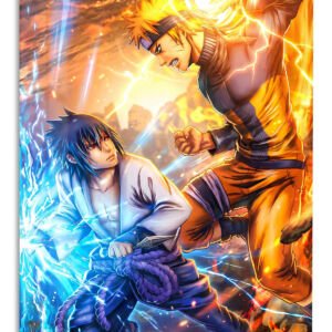 Thunder and Flame Duel metal wall art print