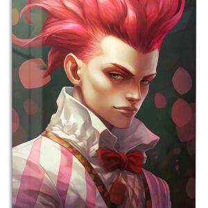 Crimson Quiff Portrait metal wall art print