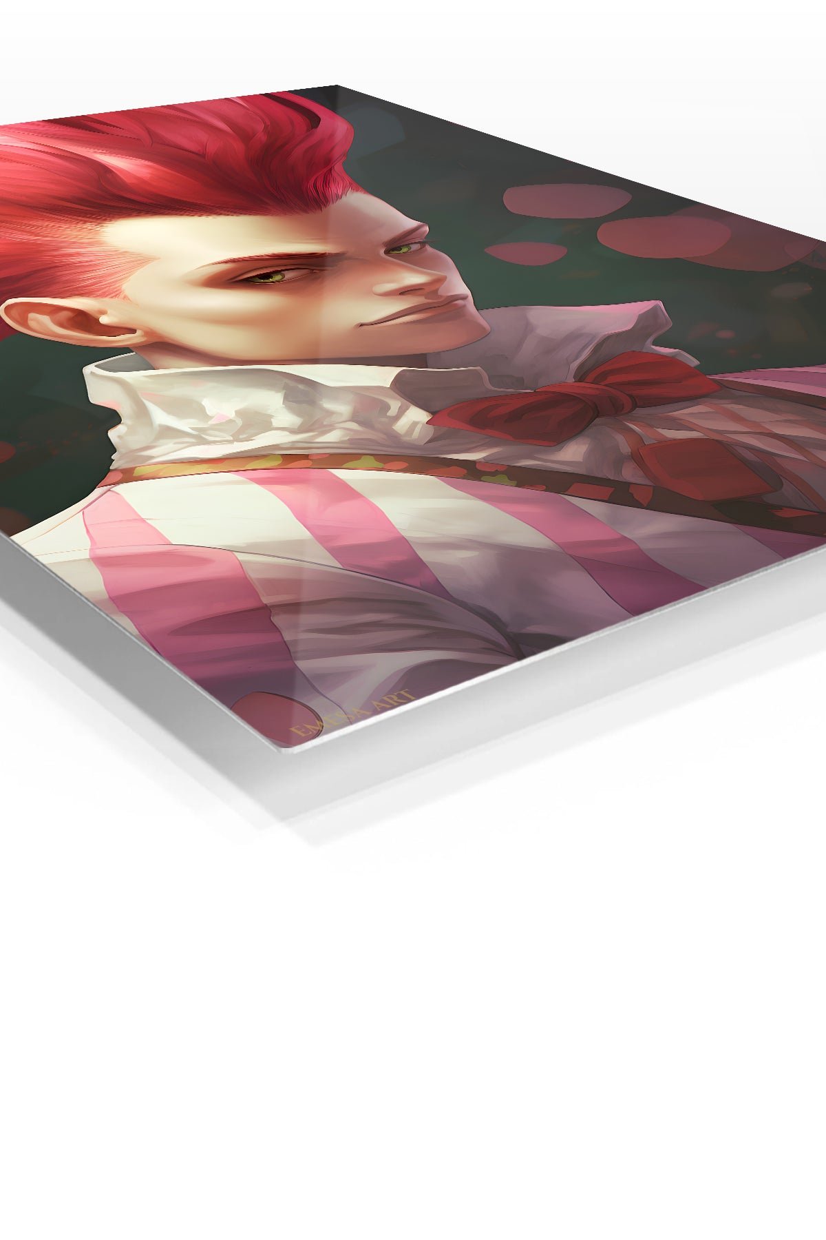 Crimson Quiff Portrait metal wall art print, view 2