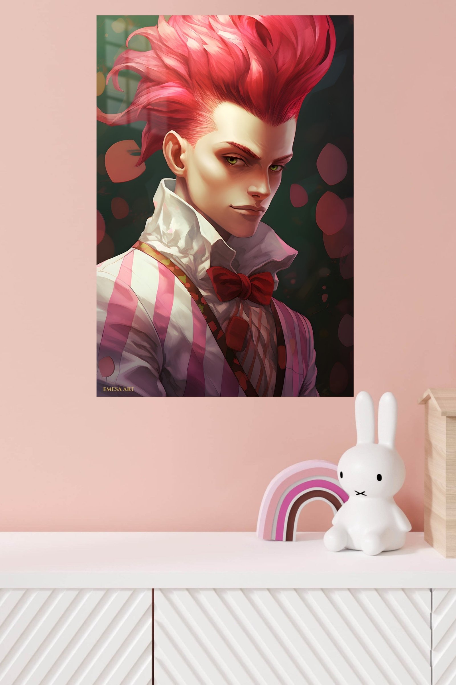 Crimson Quiff Portrait metal wall art print, view 4