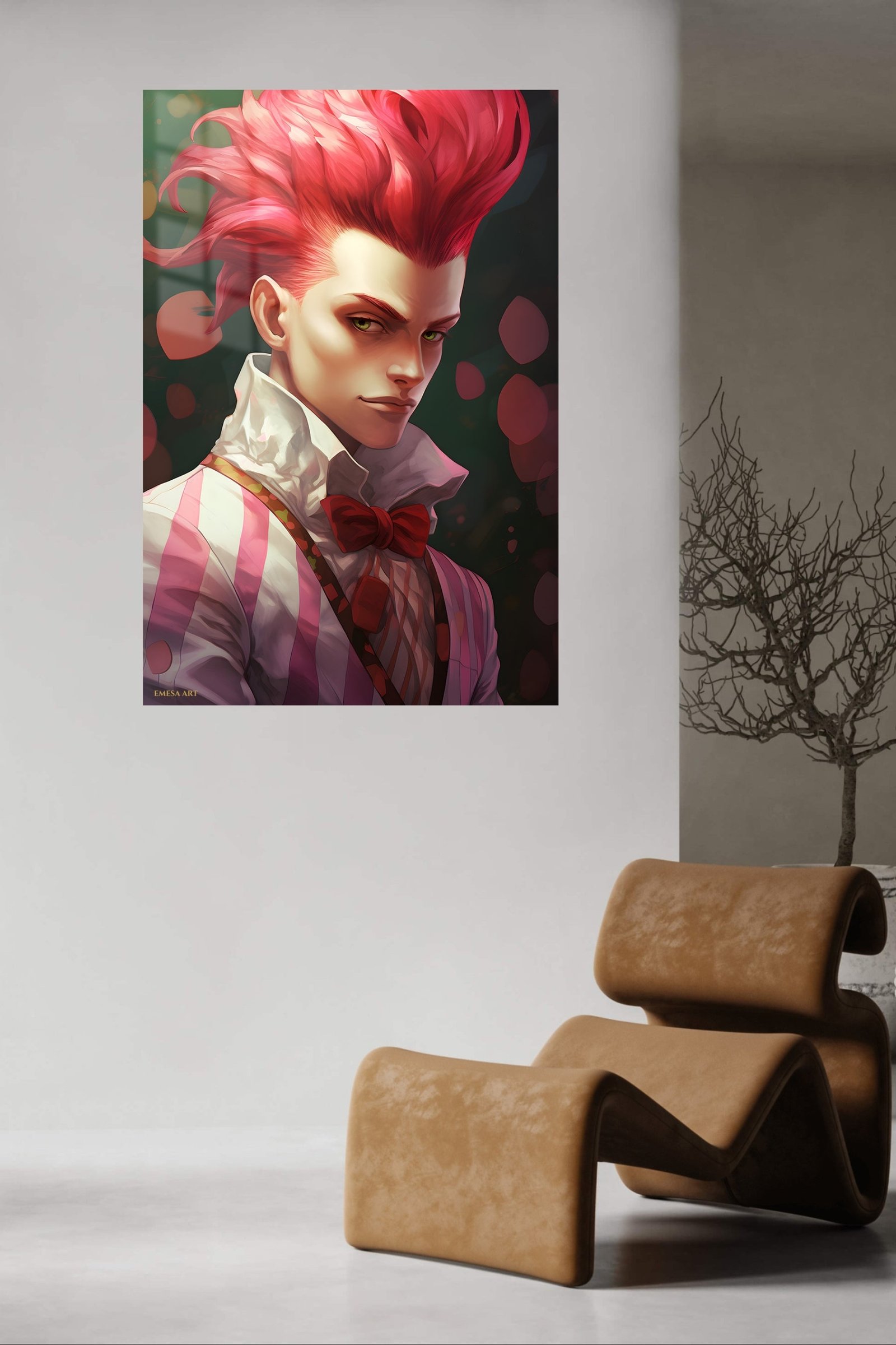 Crimson Quiff Portrait metal wall art print, view 5