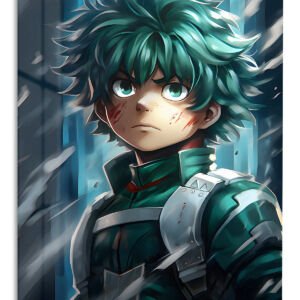 Teal-Haired Fantasy Warrior metal wall art print
