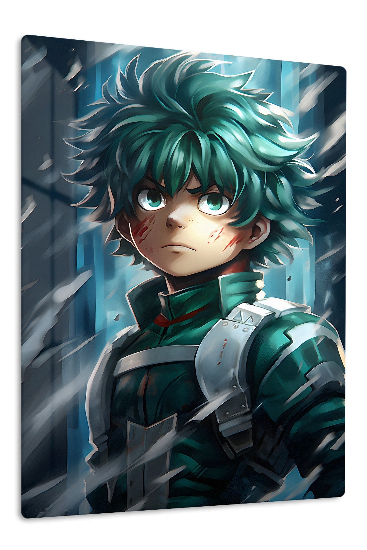 Teal-Haired Fantasy Warrior metal wall art print