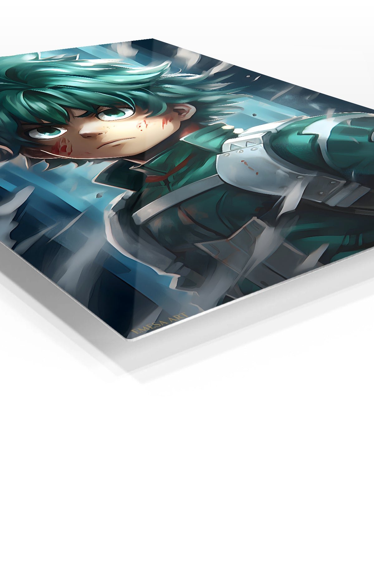 Teal-Haired Fantasy Warrior metal wall art print, view 2