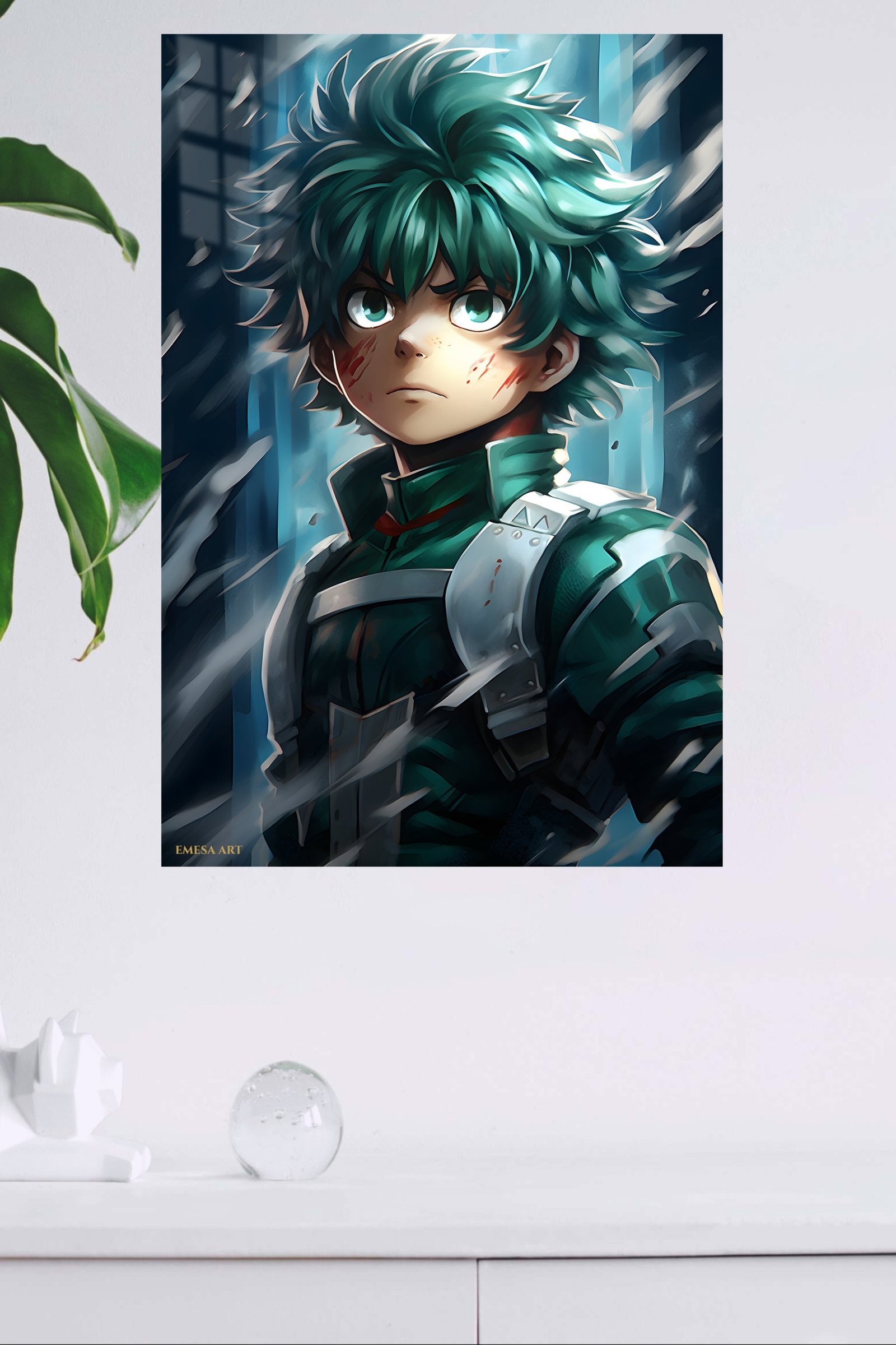 Teal-Haired Fantasy Warrior metal wall art print, view 4