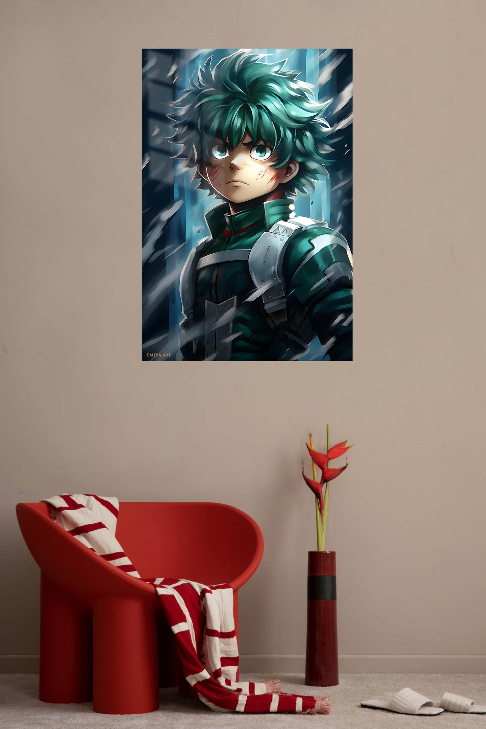 Teal-Haired Fantasy Warrior metal wall art print, view 5