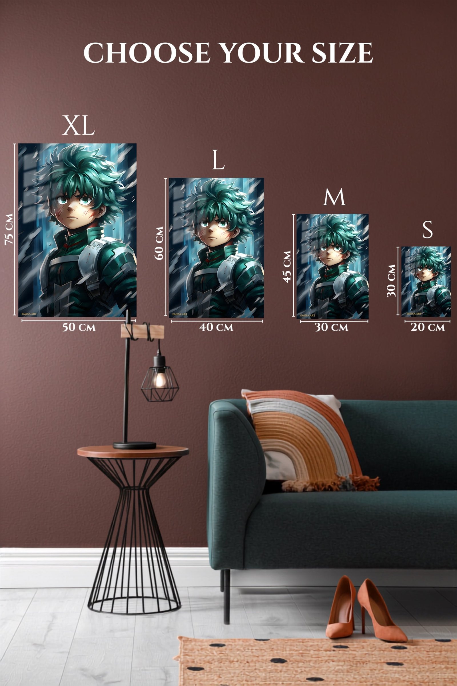 Teal-Haired Fantasy Warrior metal wall art print, view 6