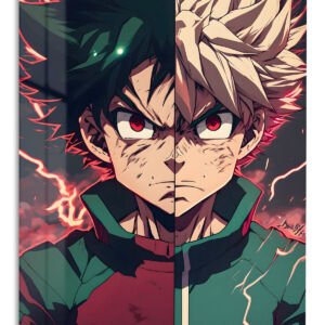 Dual Resolve Under Crimson Lightning metal wall art print