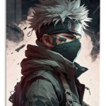 Silver-Haired Tactical Guardian metal wall art print