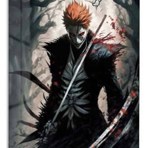 Crimson Masked Swordsman metal wall art print