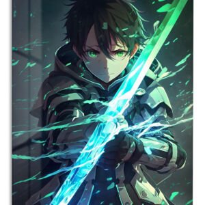 Emerald Blade Warrior metal wall art print