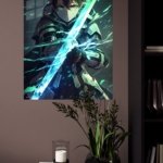 Emerald Blade Warrior metal wall art print, view 4
