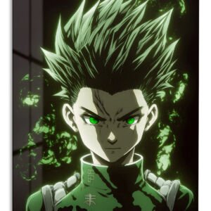 Emerald-Eyed Spiky Haired Warrior metal wall art print