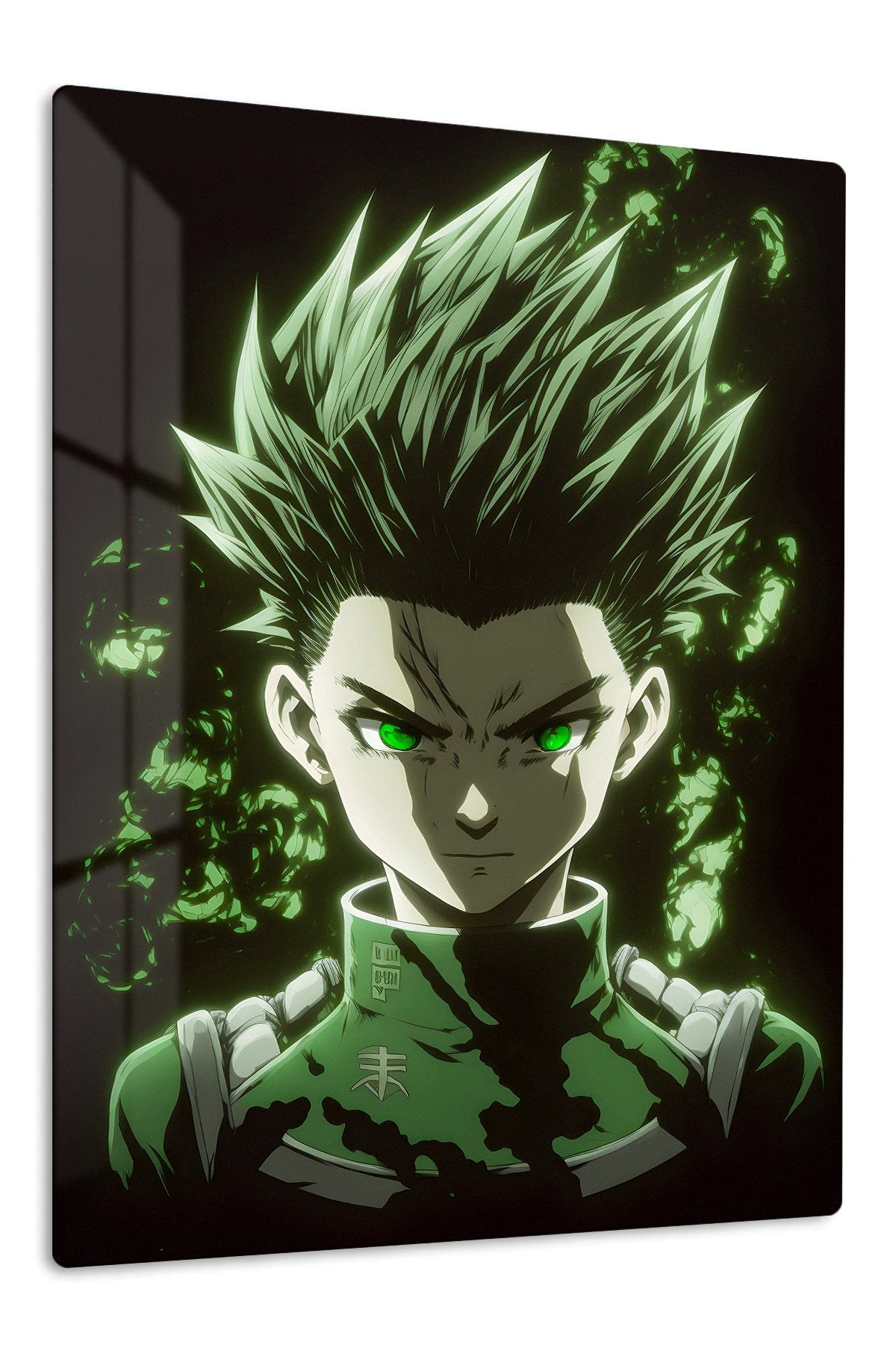 Emerald-Eyed Spiky Haired Warrior metal wall art print