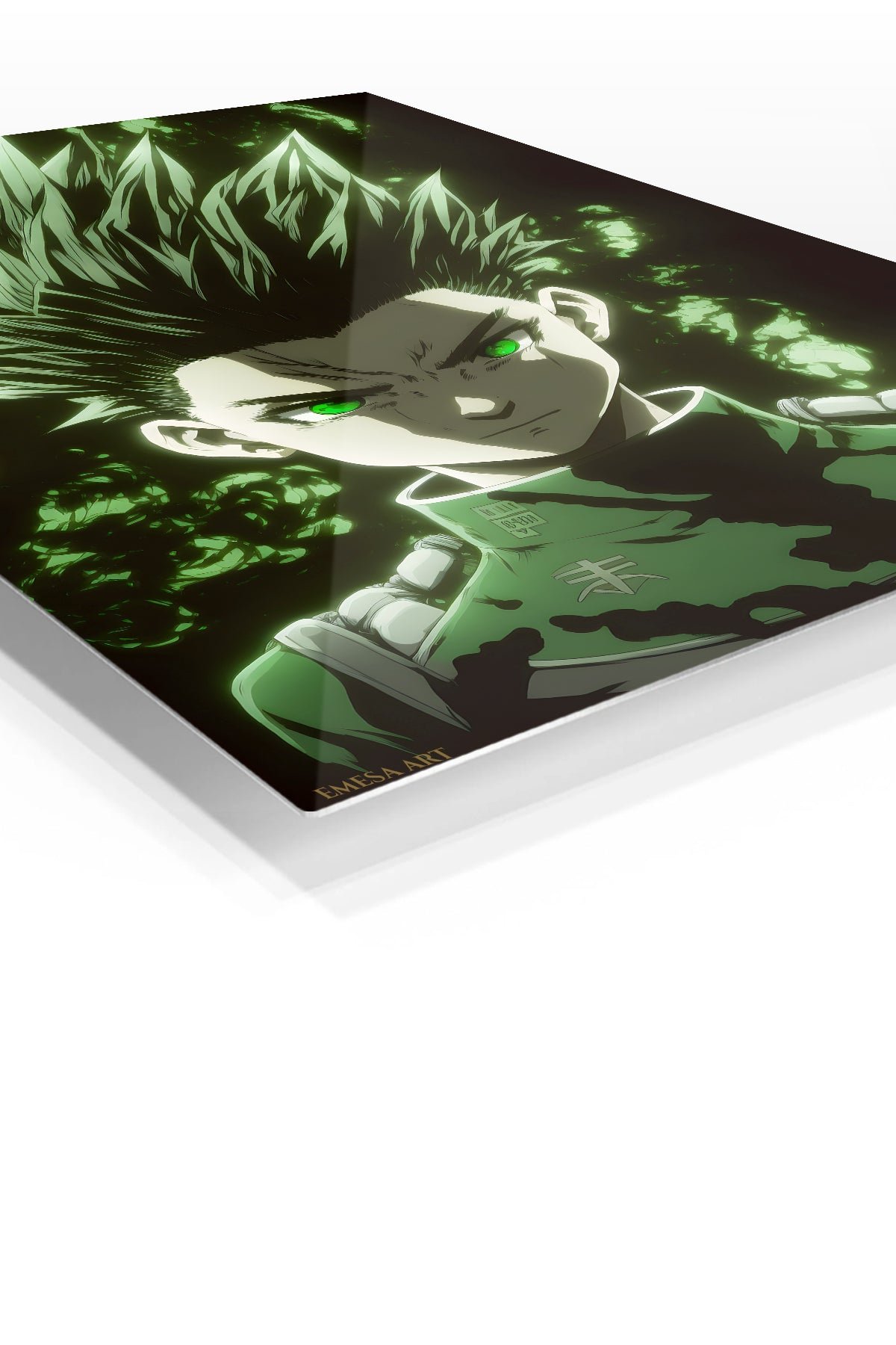 Emerald-Eyed Spiky Haired Warrior metal wall art print, view 2