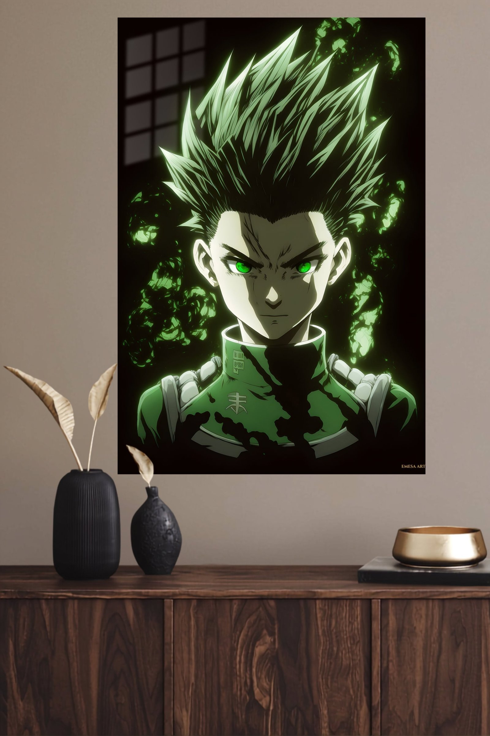Emerald-Eyed Spiky Haired Warrior metal wall art print, view 4