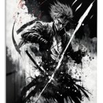 Flame-Born Suited Fighter metal wall art print