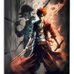 Crimson-Eyed Shadow Warrior metal wall art print