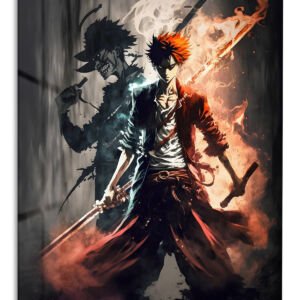 Crimson-Eyed Shadow Warrior metal wall art print