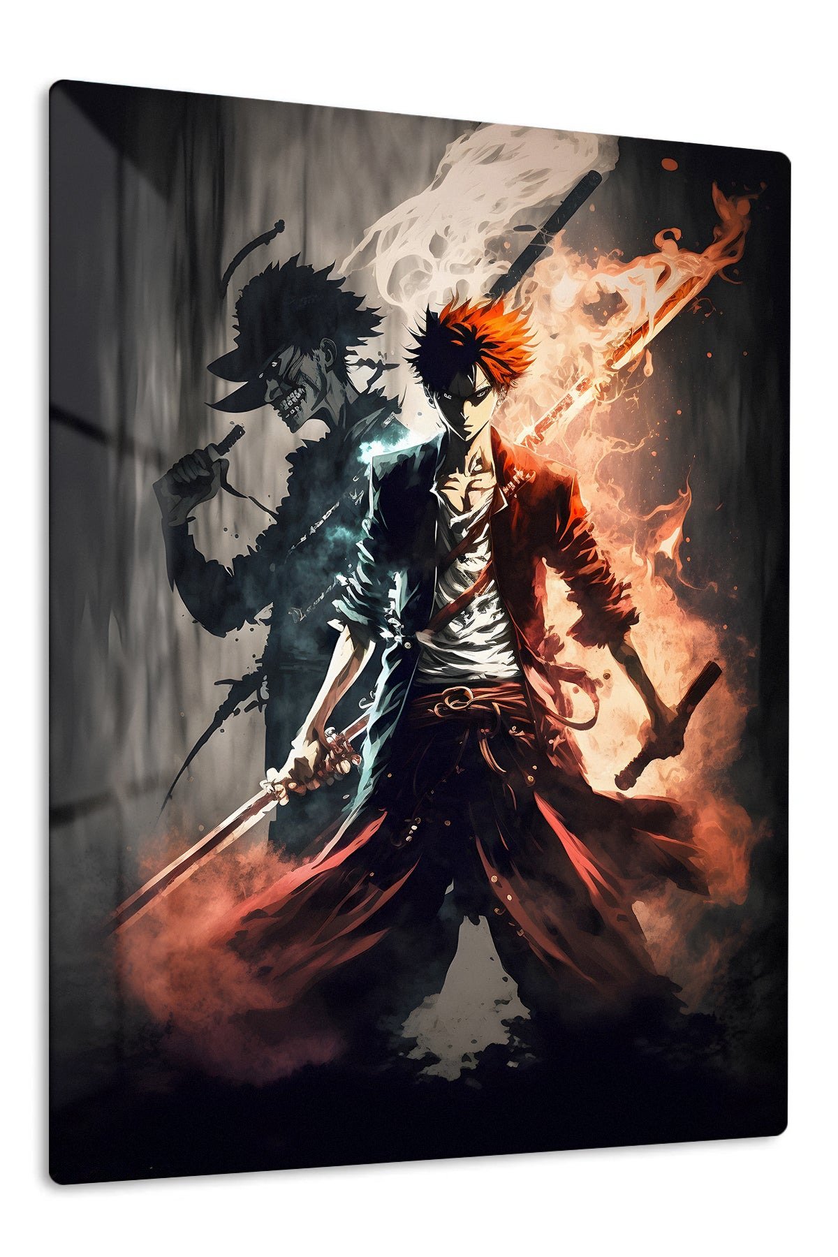 Crimson-Eyed Shadow Warrior metal wall art print