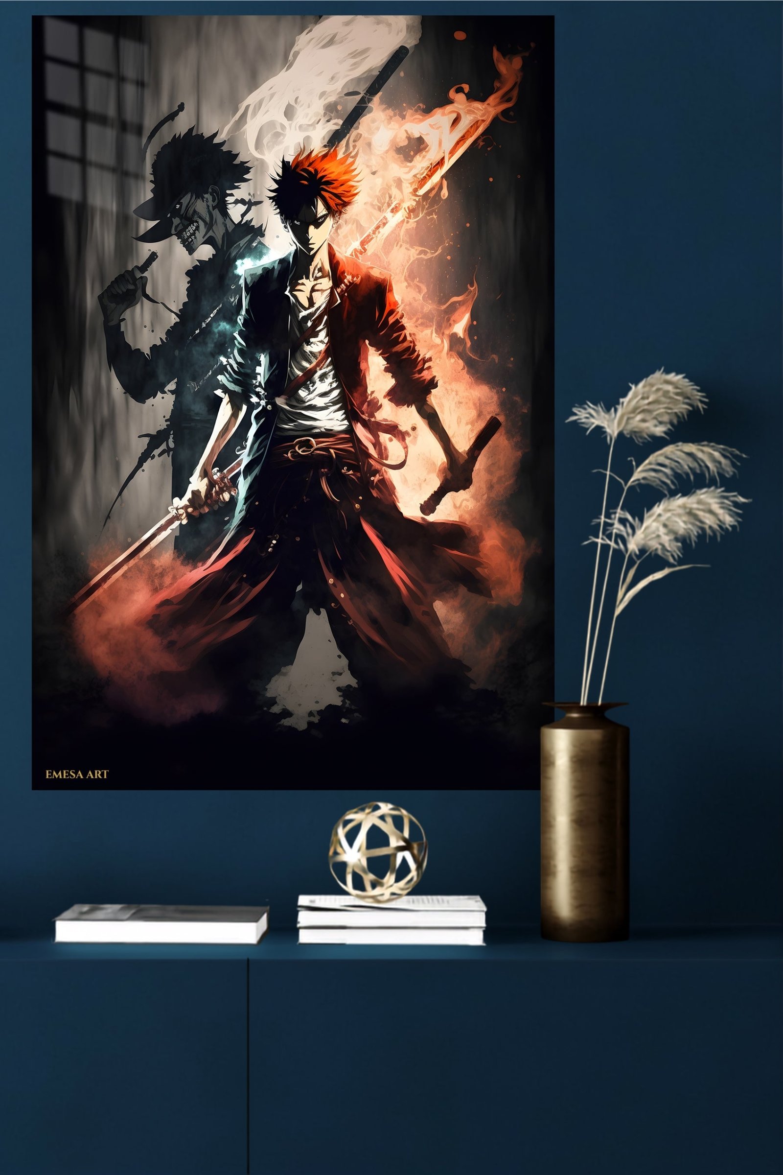 Crimson-Eyed Shadow Warrior metal wall art print, view 4