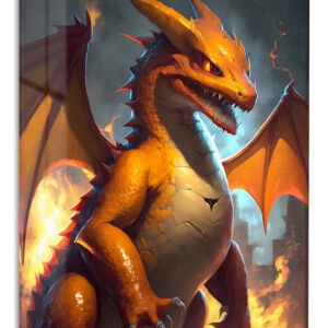 Flame-Eyed Warrior Portrait metal wall art print