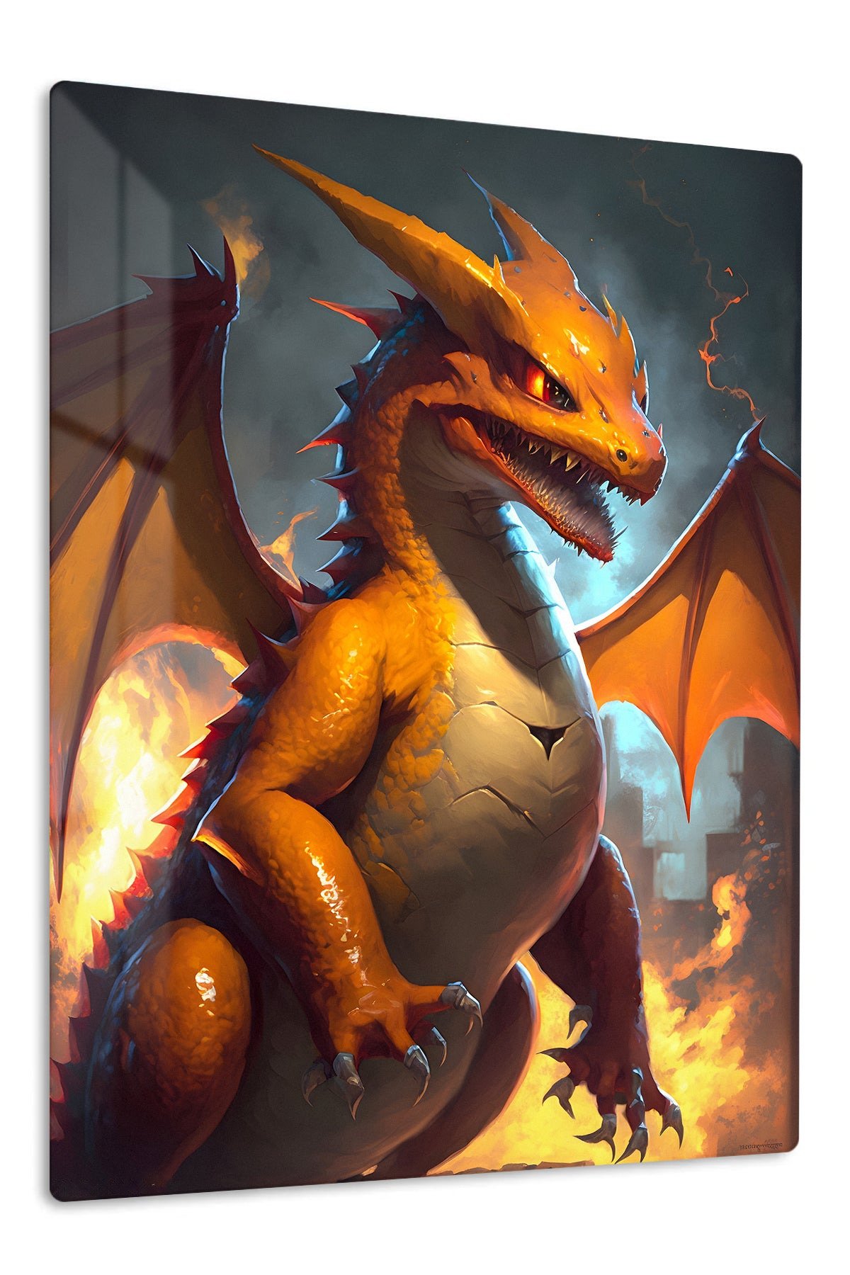 Flame-Eyed Warrior Portrait metal wall art print