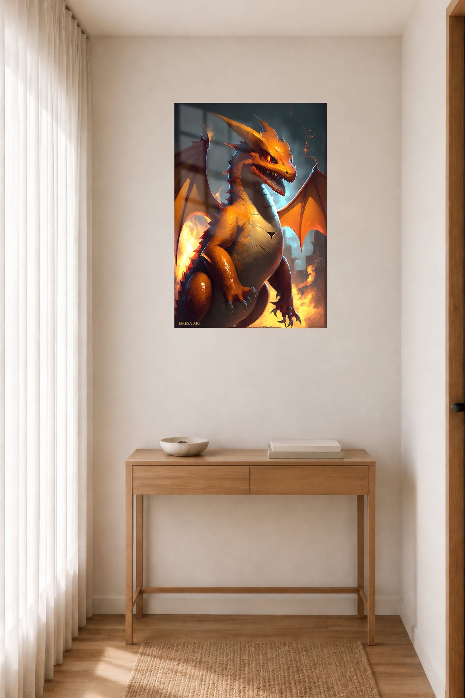 Flame-Eyed Warrior Portrait metal wall art print, view 5