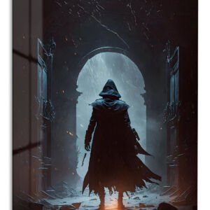 Azure Blade Masked Warrior metal wall art print