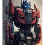 Crimson Sentinel Robot metal wall art print