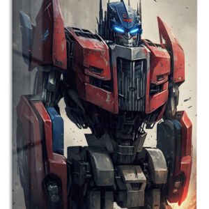 Crimson Sentinel Robot metal wall art print