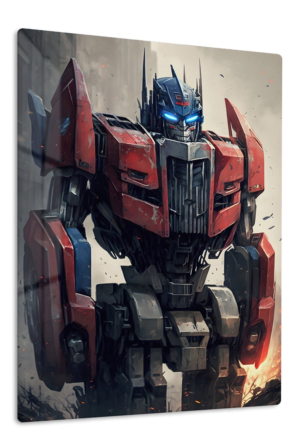 Crimson Sentinel Robot metal wall art print