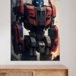 Crimson Sentinel Robot metal wall art print, view 4