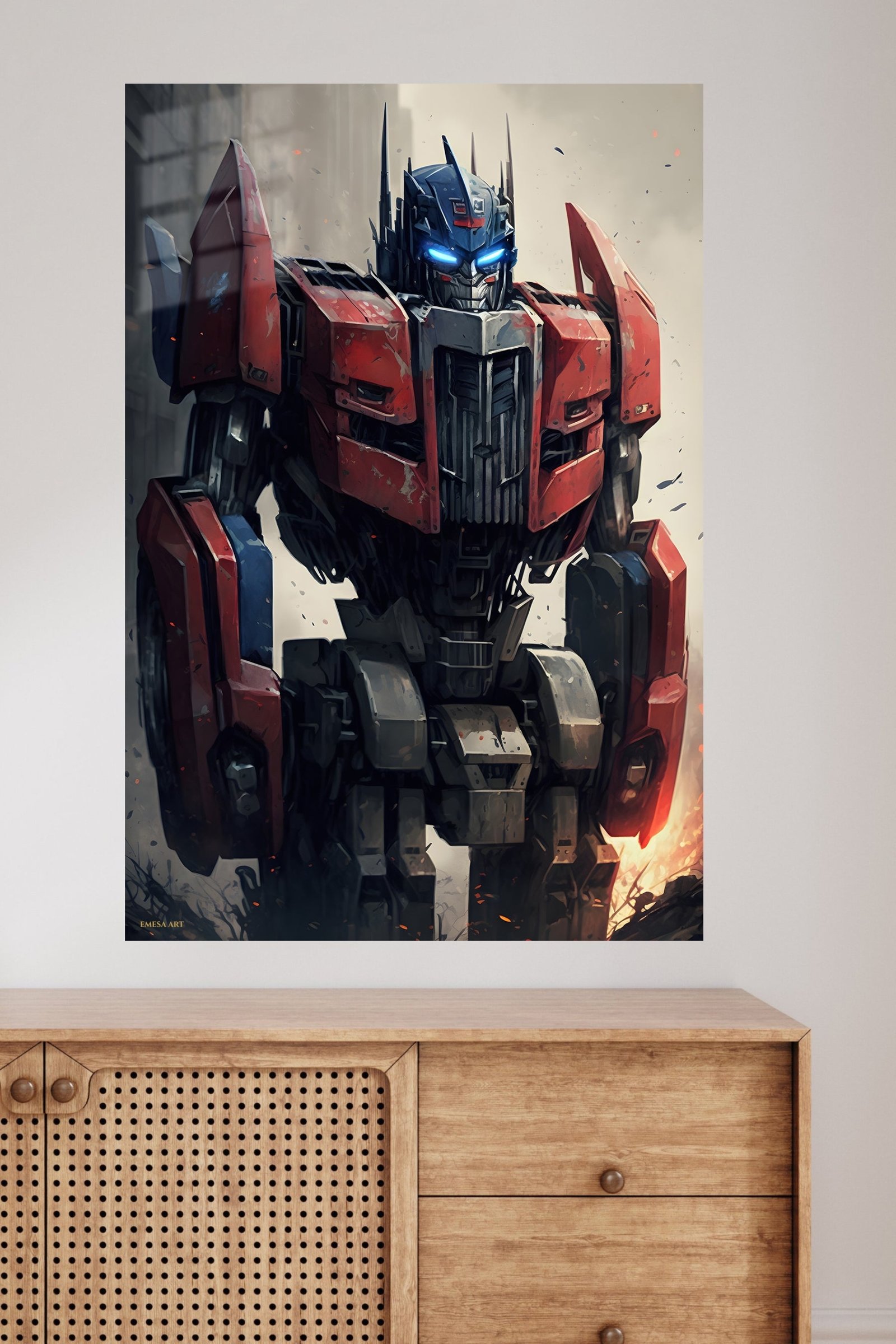 Crimson Sentinel Robot metal wall art print, view 4