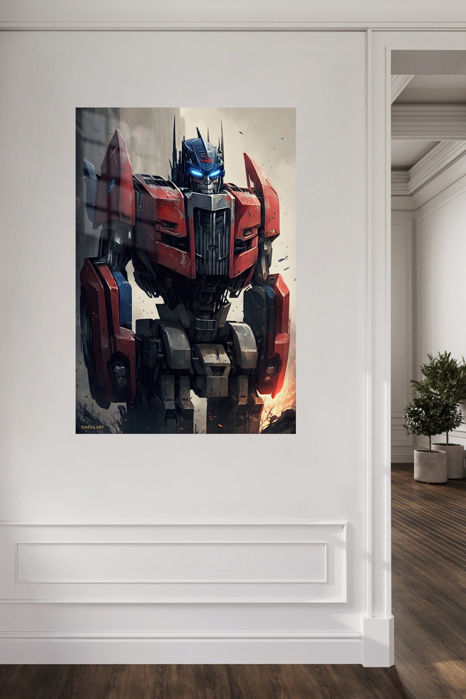 Crimson Sentinel Robot metal wall art print, view 5