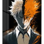Split Shadow and Orange Portrait metal wall art print