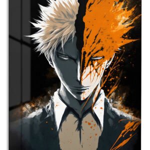 Split Shadow and Orange Portrait metal wall art print