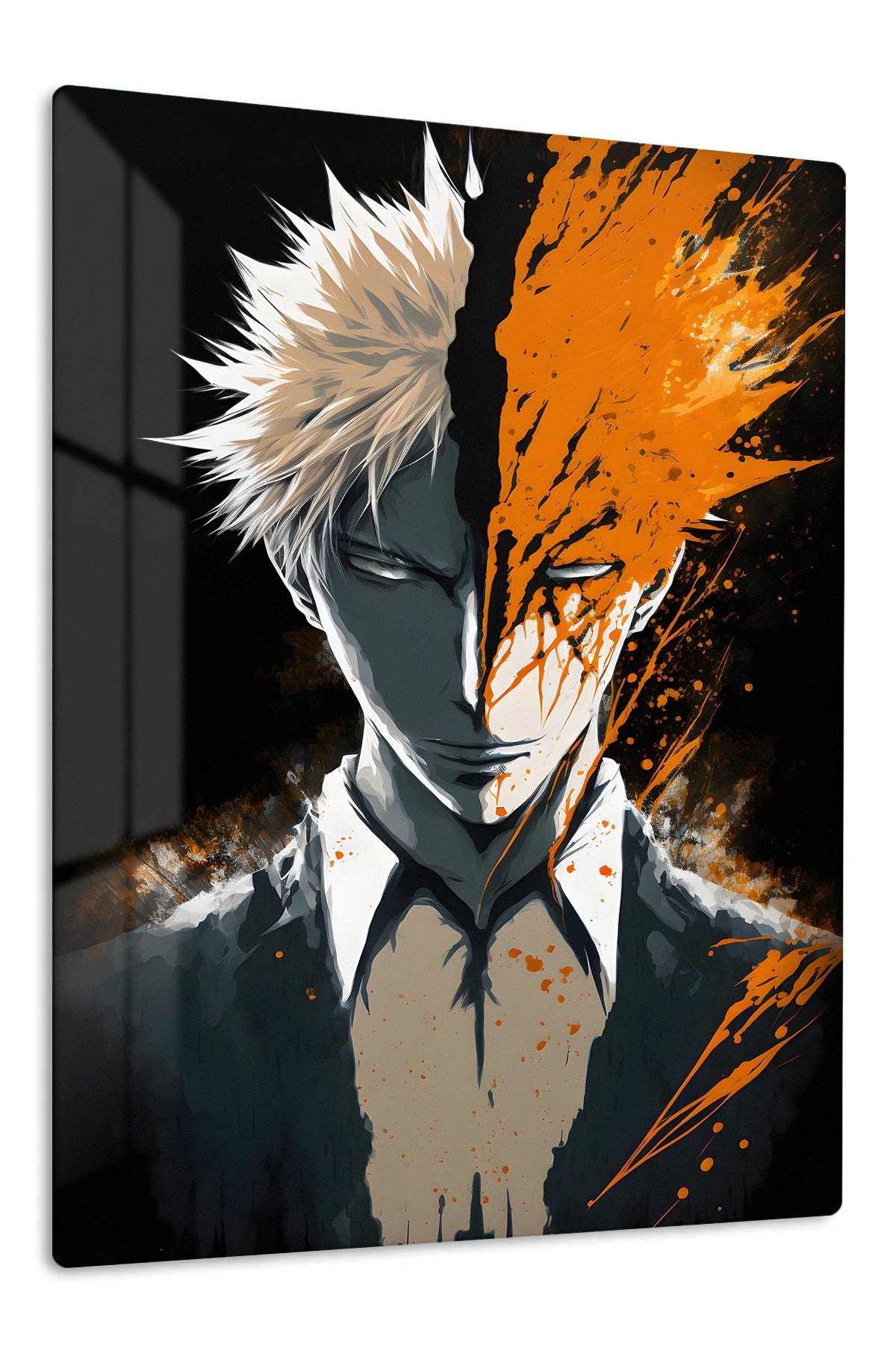 Split Shadow and Orange Portrait metal wall art print