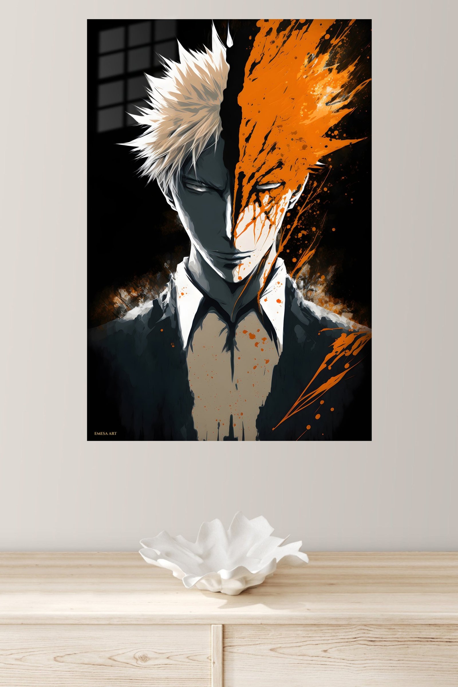 Split Shadow and Orange Portrait metal wall art print, view 4