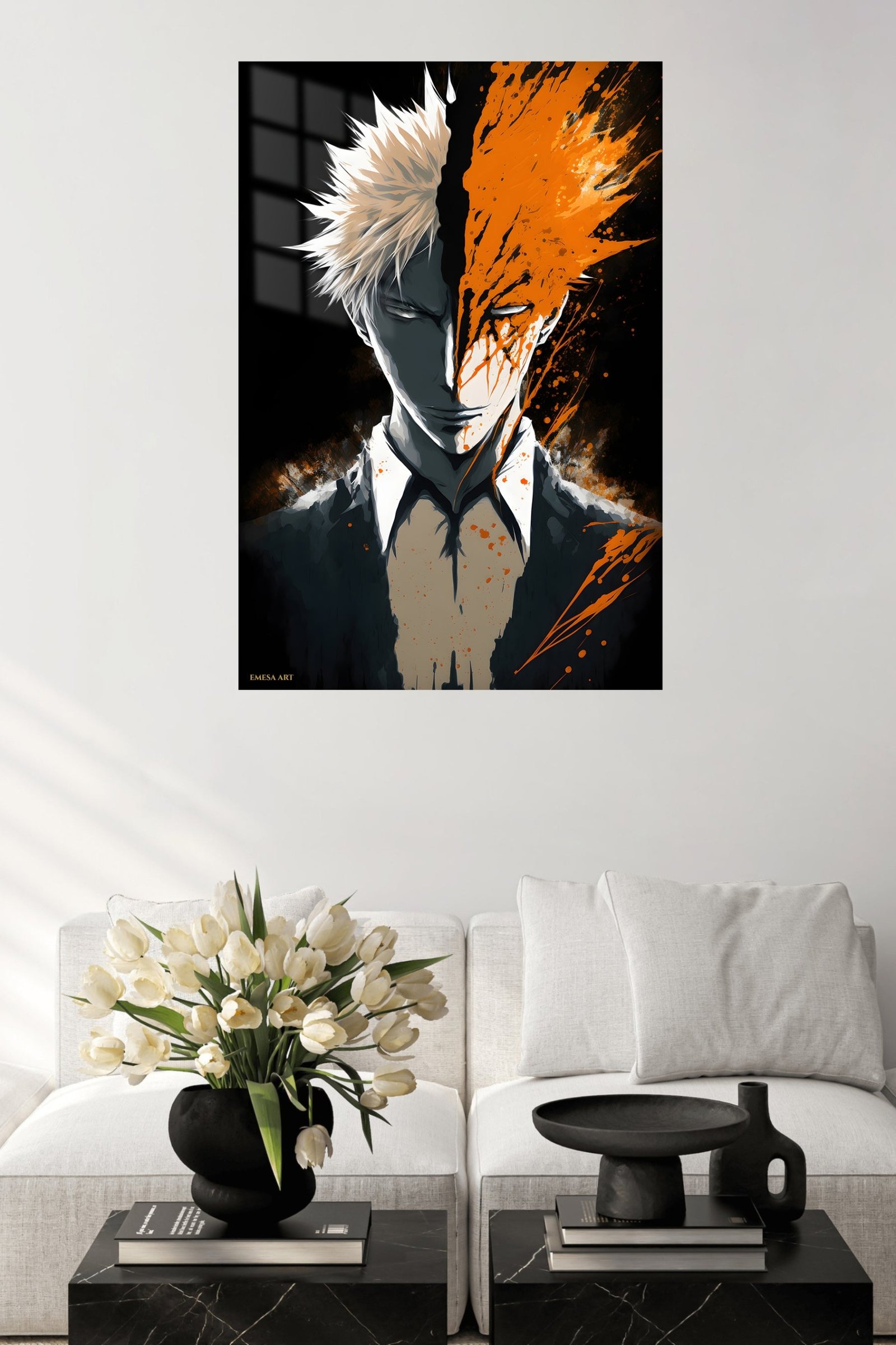 Split Shadow and Orange Portrait metal wall art print, view 5