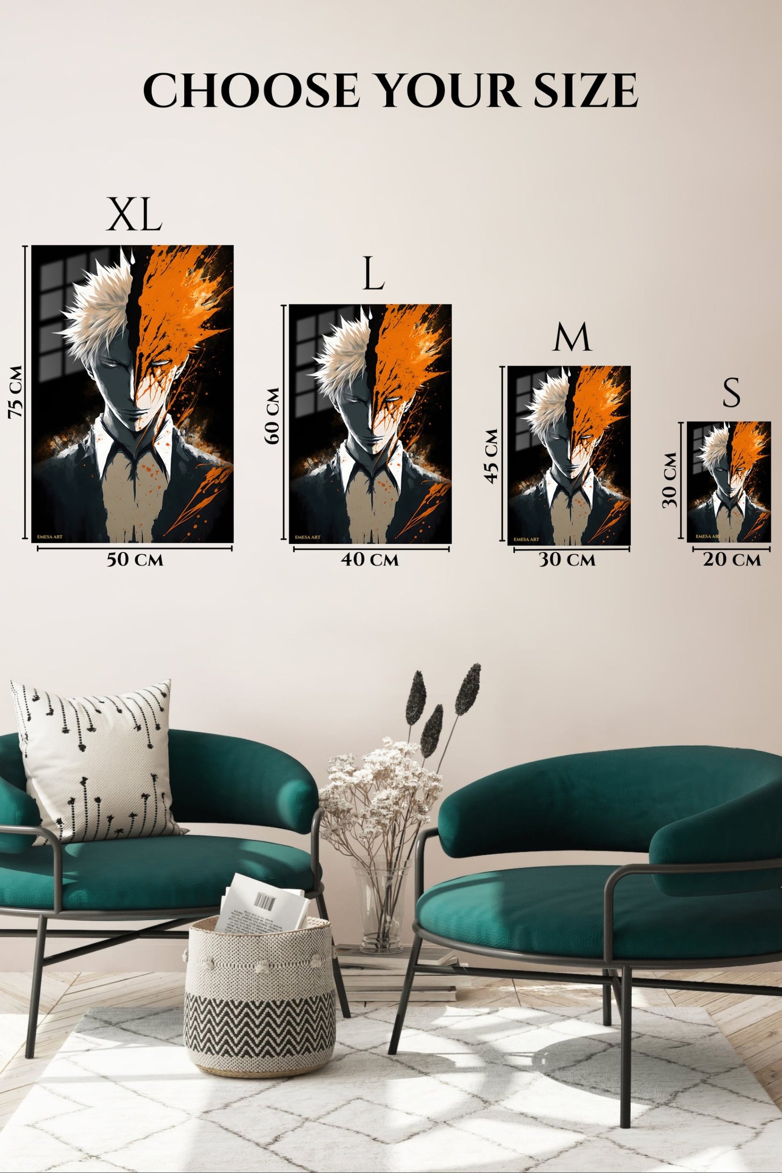 Split Shadow and Orange Portrait metal wall art print, view 6
