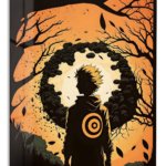 Autumn Forest Warrior Silhouette metal wall art print