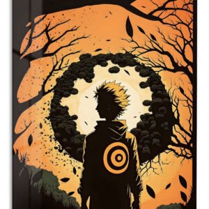 Autumn Forest Warrior Silhouette metal wall art print