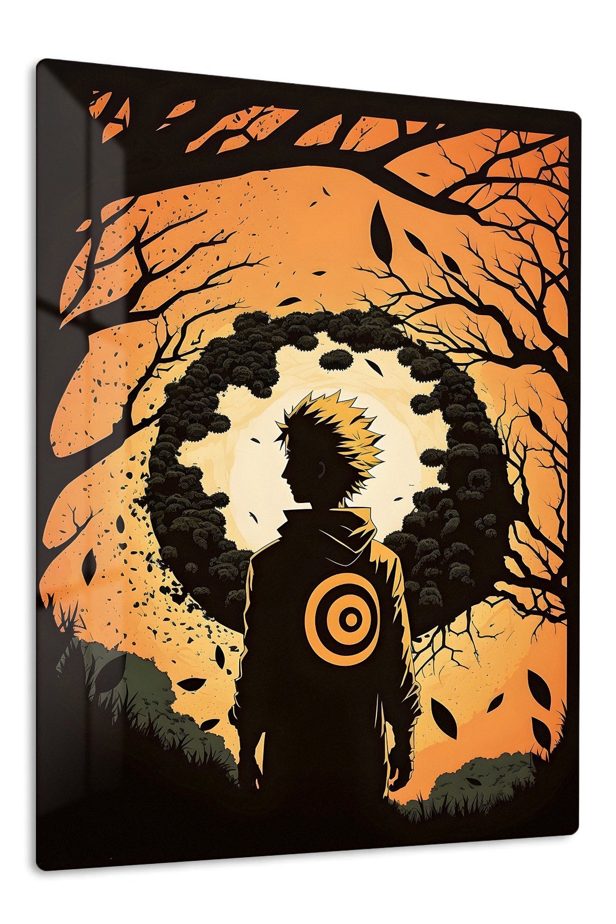 Autumn Forest Warrior Silhouette metal wall art print