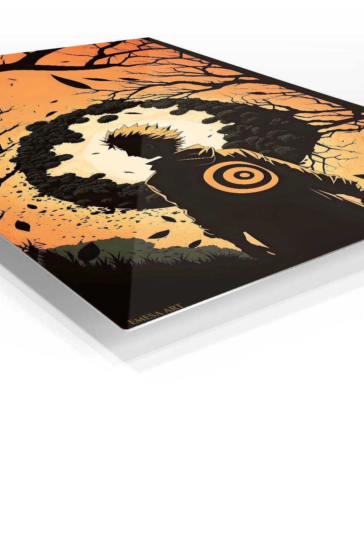 Autumn Forest Warrior Silhouette metal wall art print, view 2