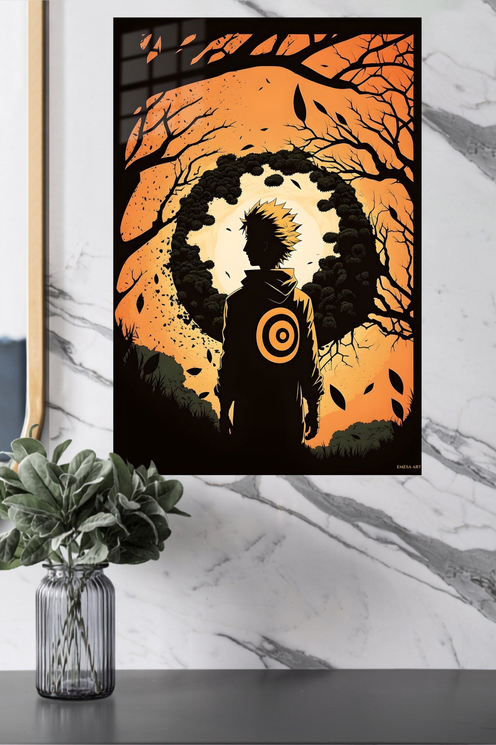 Autumn Forest Warrior Silhouette metal wall art print, view 4