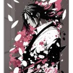 Crimson Petal Warrior metal wall art print