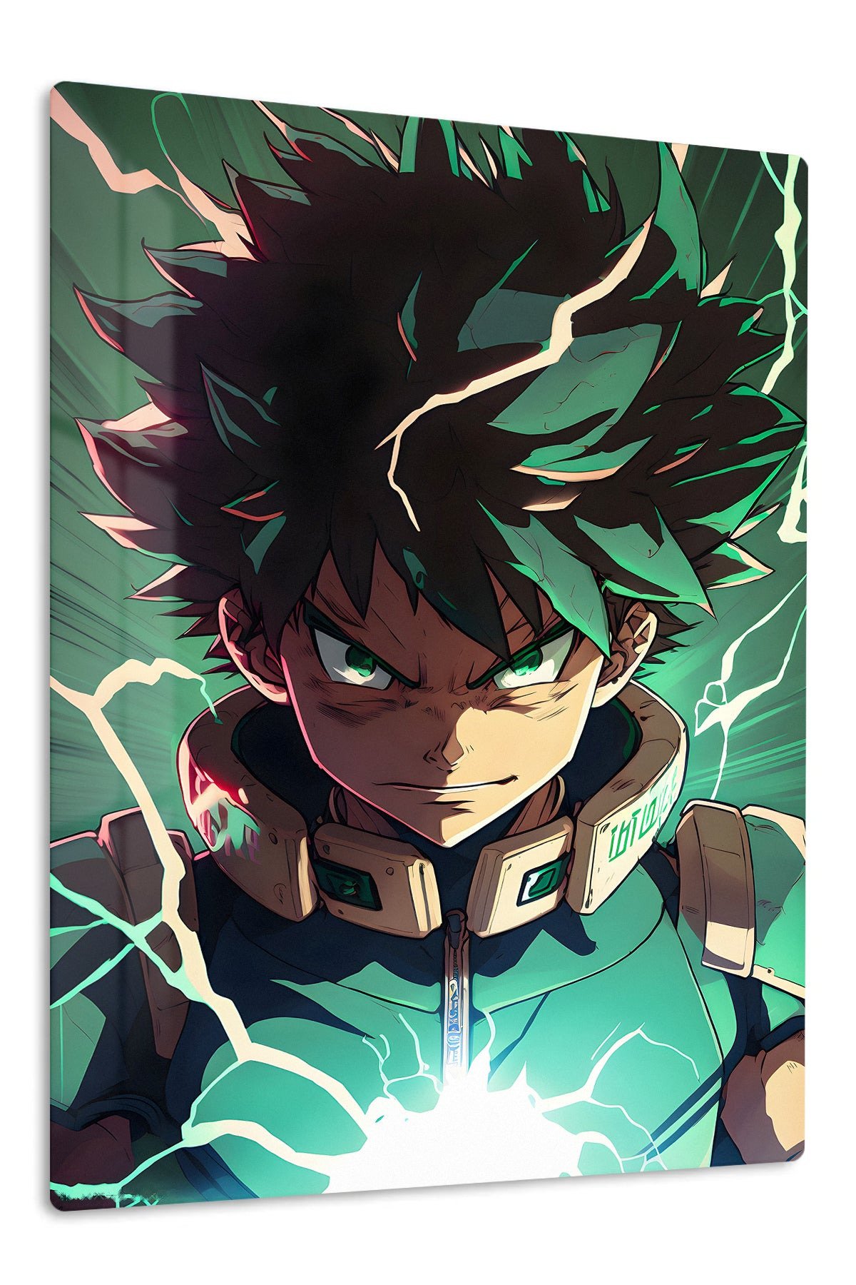 Emerald Lightning Hero metal wall art print