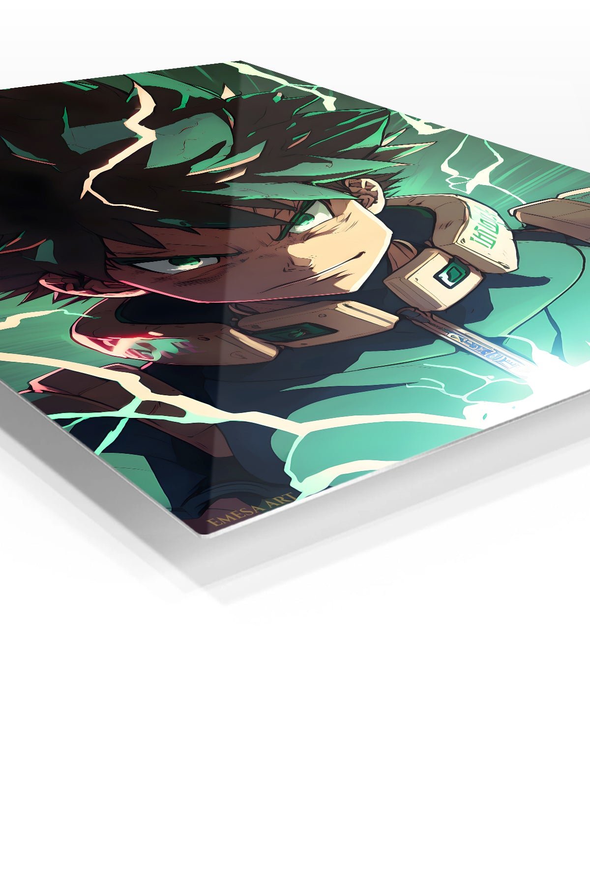 Emerald Lightning Hero metal wall art print, view 2